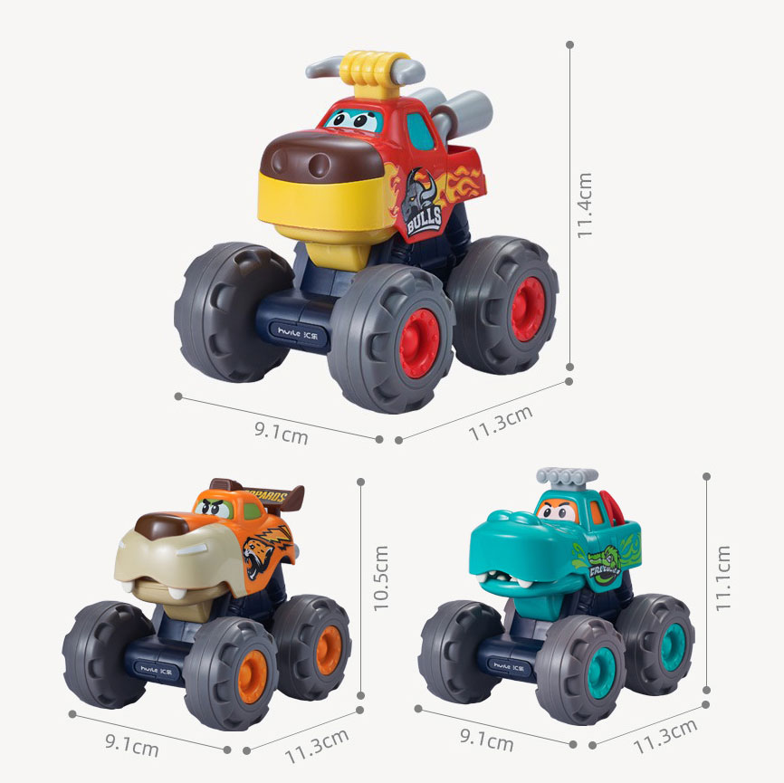 No Battery 3 Pack Friction Powered Pull Back Toy Cars Set for 1 2 3 Year Old Boys