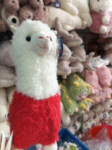 China Plush toys stuffed dolls holiday gifts cute cartoon animal toys alpaca white and red clothes, soft toys factory