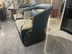 High End Hotel Lobby Furniture Genuine Leather Stainless Steel Armrest Single