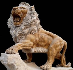 China Odm Marble 120cm Stone Lions For Garden Door Decoration factory