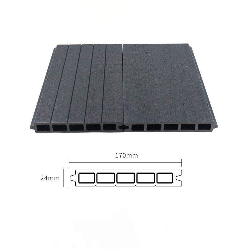 Villa Fence Courtyard Wood Plastic Panel Dark Gray For Garden Balcony Terrace Partition 170x24mm