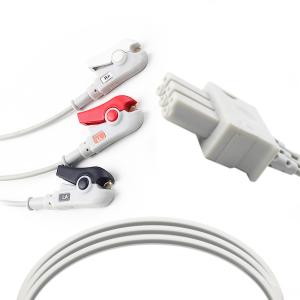 China 0.9m Gray ECG Lead Wires 3 Clip TPU Compatible With SIEMENS MINDRAY Monitor factory