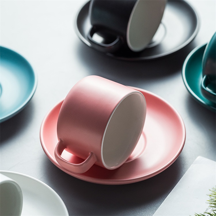 Colorful thick body new cappuccino cup and saucers ceramic coffee cup saucer latte cup drinkware