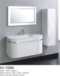 LED Mirror Wall Hung Bathroom Vanity , White Bathroom Vanity With Side Cabinet