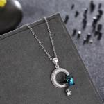 18.1in 4.2g Sun And Moon Crystal Necklace Thanksgiving Day 14k 925 Silver