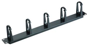 China Horizontal 1U 10 Inch Rackmount Cable Management Panel Black Color With 5 D Rings YH4025 factory