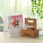 Hand Length Handle Sealing Kraft Bag Paper Shopping Bags With Logo For Milk