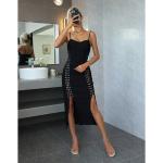 Allure And Elegance Areto Lace Up Thigh Slit Midi Dress Classic Black Anti