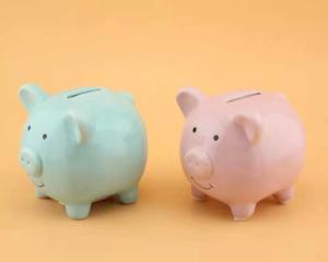 China OEM 800g Ceramic Pig Piggy Bank 5 Color small middle and big size factory
