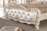 Guangzhou french white leather queen size bed loft bed 6028