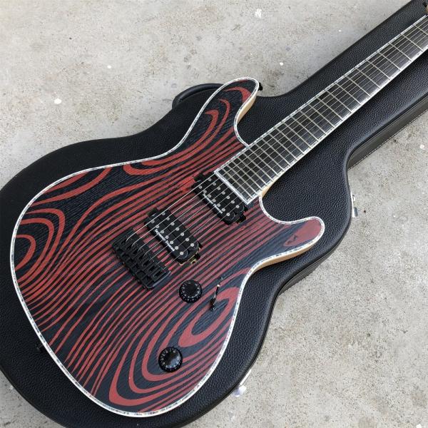 Flame Maple Top 7 Strings Electric Guitar,Abalone binding,Ebony fingerboard Neck
