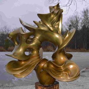 China 1M High Golden Casting Bronze Sculpture Sun Wheel Outdoor Bronze Statues factory