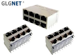 China 8 Ports Rj45 Through Hole Connector , Stacked RJ45 Modular Jack 100 Watt 10G factory