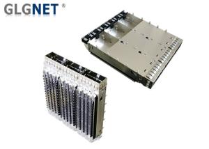 China EMI Tabs Light Pipes QSFP28 Cage 1 X 3 Multiple Port Low Emission Design factory