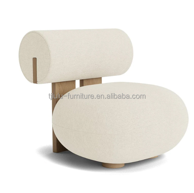 Living Room Chair With Wood Leg Creative Modern Wooden Leisure Style Lamb Wool Single Sofa Chair W70*D81*H71CM