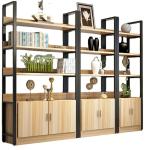 Simple free Supermarket Shelves Display Cabinets Multi-Storey Steel Wood Storage