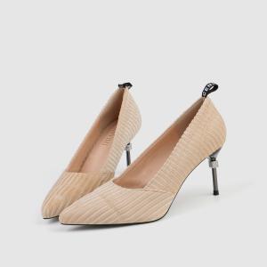 China ZM007 9871-1 Pointed Stripe Suede Ladies High-Heeled Shoes Stiletto Nightclub Style Diamond-Studded Women'S Shoes factory