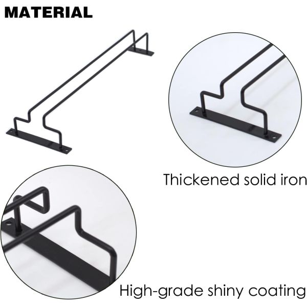 Living Room Stemware Rack 15.8-Inch Long Single Rail Metal Wine Glass Storage Holder