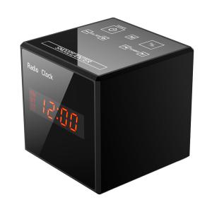 China 128GB Storage 1080P Wifi Alarm Clock Camera , Nanny Cam Clock Radio Bluetooth factory