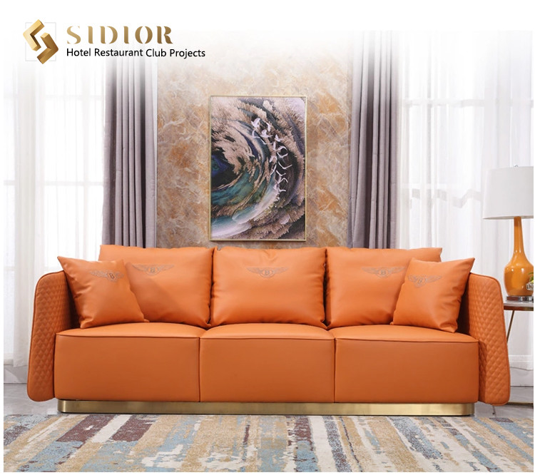 Morden Design Sofa, Lobby sofa, Leisure sofa, Hotel Sofa, PU Leather Upholstery, High Density Foam, Stainless Steel Base