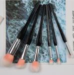 Black Plastic Handle Cosmetic Vegan Makeup Brushes Durable Tools