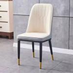 Metal Steel Frame Thick Cushion Nordic PU Dining Chair Easily Assemble