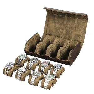 China Handmade Custom 8 Slot Watch Display Travel Luxury Leather Hexagon Watches Box factory