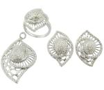 Rhodium Plated Silver 925 Jewelry Set with 7 US Size Ring Now