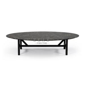 China Wooden Frame Oval Modern Design Marble Top Coffee Table factory