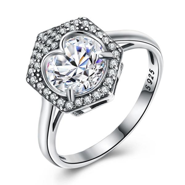 Luxury Jewelry Wedding Ring Couples S925 Silver Eight Heart Eight Arrows Zircon
