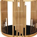 small round 60cm Furniture Side Table Stainless Steel frame black top