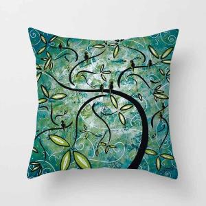 China Decorative Throw Pillow Covers with Cartoon Tree 18&quot; Faux Linen Flowers &amp; Birds Pillow Cases Cushion Covers for Couch factory