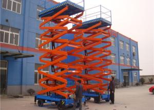 China Movable Scissor Lift Mobile Hydraulic Lift Ac380v Or Dc Battery Blue Orange factory