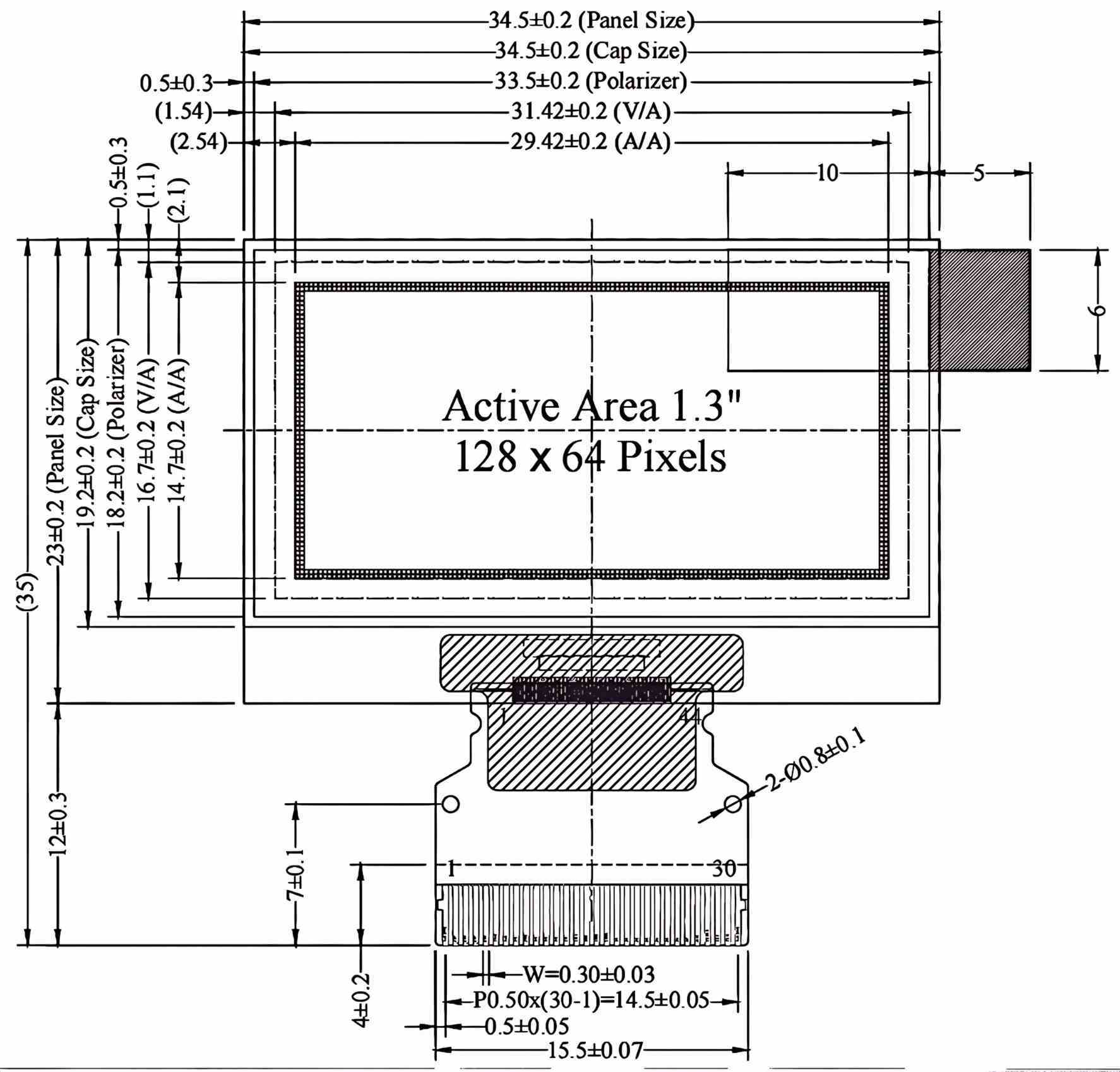 1.3-Inch Monochrome OLED Screen – SSD1306 Driver & Versatile Parallel/SPI/I²C Interfaces for MCU Systems