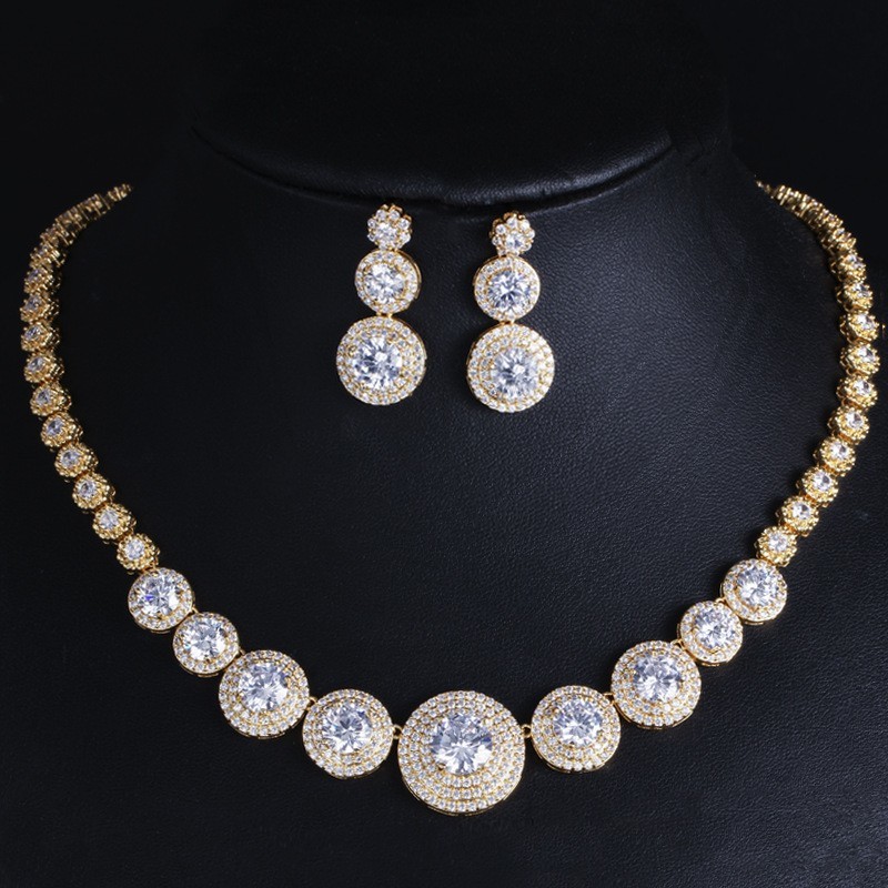 AAA CZ CZ Crystal Necklace Pendant Necklace Rhinestone CZ Jewelry Set Women Wedding Necklaces Jewelry for Gift
