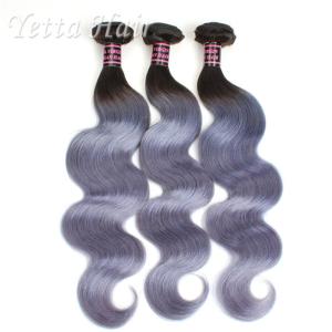 China Two Tone Unprocessed Brazilian Virgin Remy Hair , Grey Curly Human Hair Extensions factory