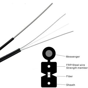 China Outdoor FTTH Drop Cable 2 Core SM G657A1 Fiber LSZH Jacket With Steel Wire FRP Strength Member factory