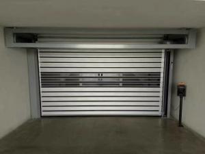China Powder Coated Industrial High Speed Spiral Door Roll Up Door 220mm Aluminum Slats Extension Springs factory