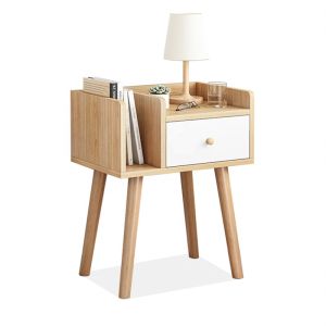 China Scandinavian MDF Timber Bedside Table Plywood Nightstand With Drawer on sale