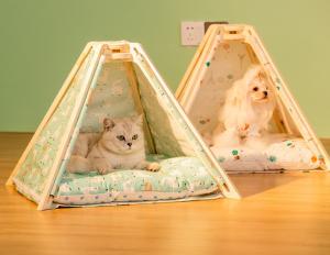 China Cat Teepee Tent Teepee House Fold Away Pet Tent Furniture Cat Bed factory