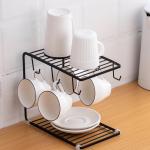 6 Hooks Carbon Steel Cup Rack Stand , L25cm Mug Racks Stands