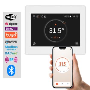 Multi-Protocol Smart HVAC Thermostat – WiFi/Zigbee/Tuya, Remote App/Touchscreen