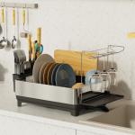 Rectangle Detachable Stainless Steel Dish Drying Rack For Compact Kitchen