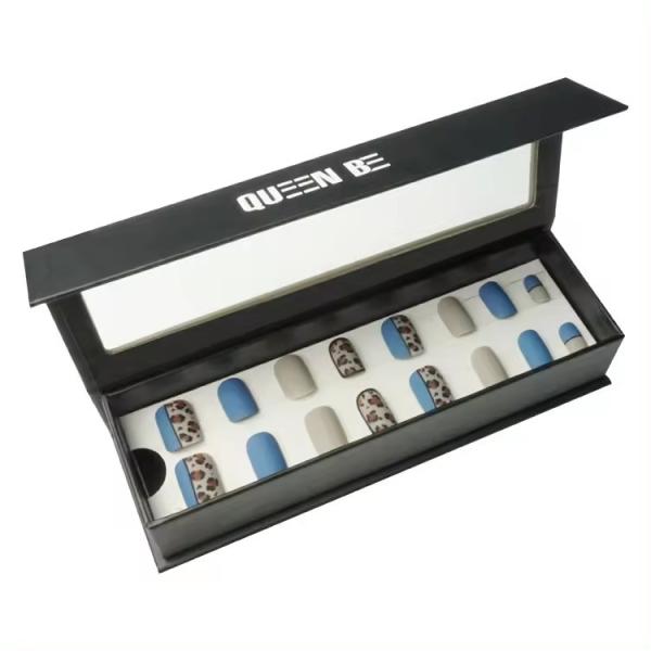 Paper Rigid Cardboard Magnetic Close Press On Nails Packaging Box Custom Logo
