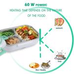Electric Lunch Box Fast 60W Portable Food Warmer Removable 304 Stainless Steel