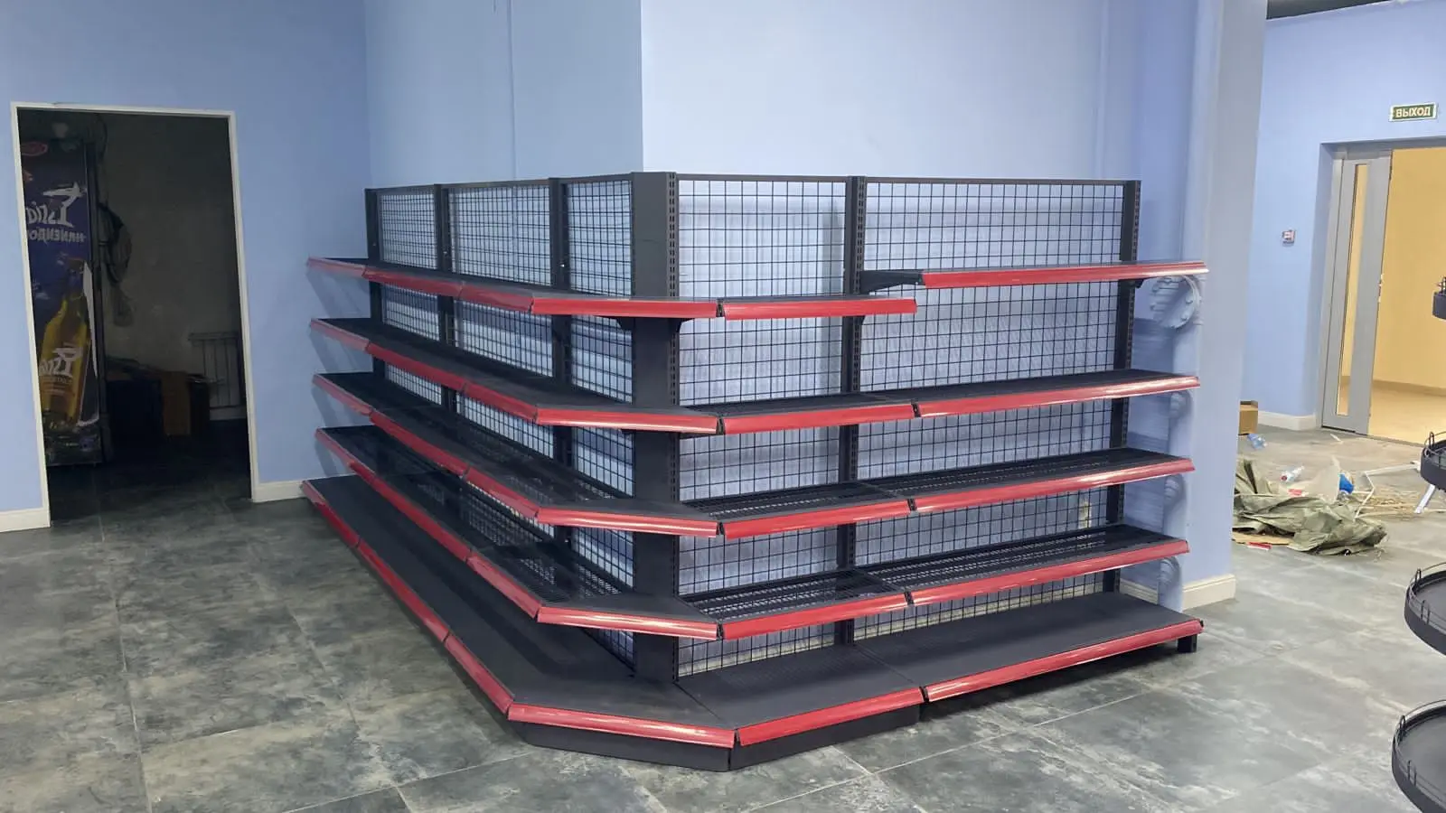 Steel Metal Grid Display Rack For Supermarket Shop Exhibit Net Mesh Shelf