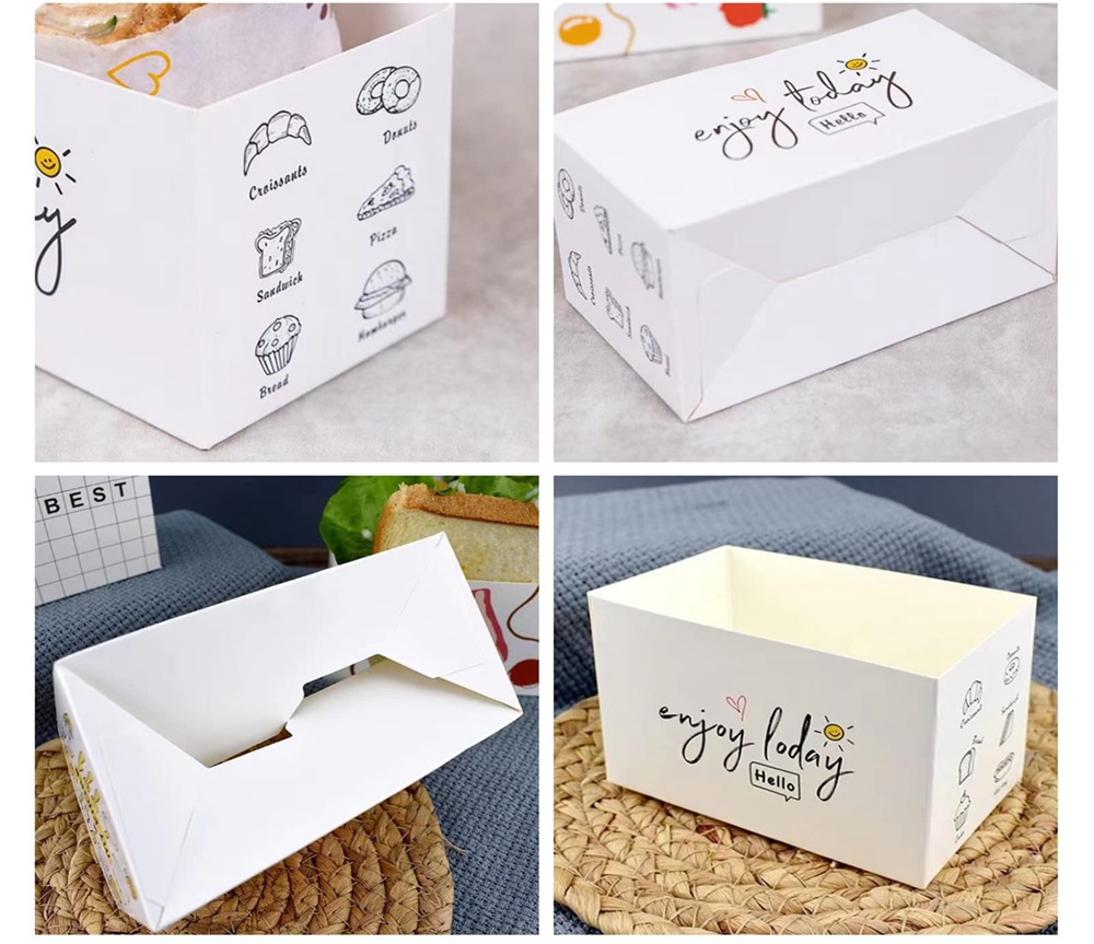 Food Grade White Paper Bakery Dessert Sandwich Hamburg Box for Eco-Friendly Packaging
