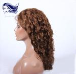 Natural Real Human Hair Full Lace Wigs Light Brown With 7A Grade