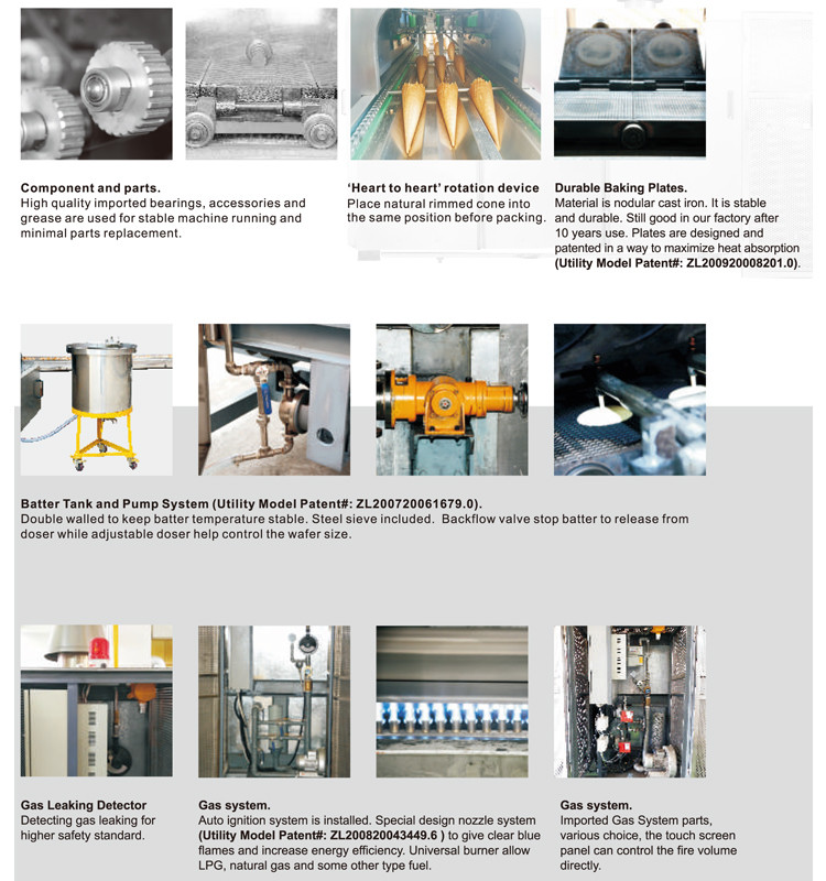Gas Consumption 10kg/Hour Biscuit Sugar Cone Production Line