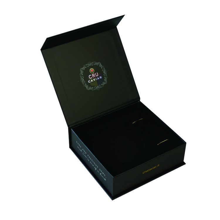 Black Custom Logo Hot Foil Hard Cardboard Packaging Paper Magnetic Gift Box With Foam Insert